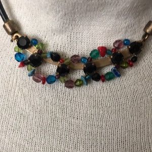 Chico’s choker necklace with leather/stones
